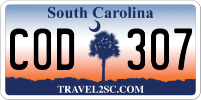 SC license plate COD307
