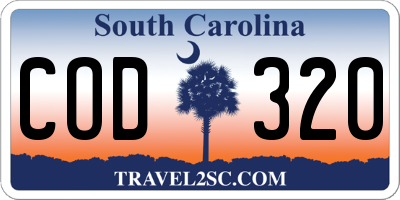 SC license plate COD320