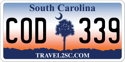 SC license plate COD339