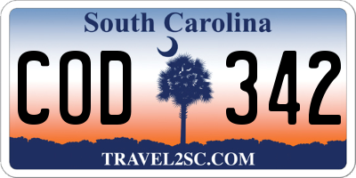 SC license plate COD342