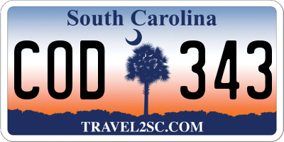 SC license plate COD343