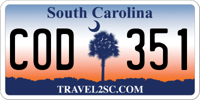 SC license plate COD351