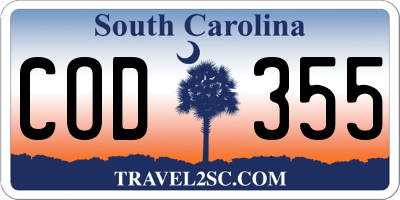 SC license plate COD355