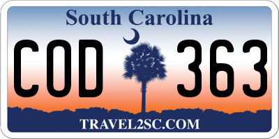 SC license plate COD363