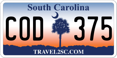 SC license plate COD375