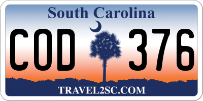 SC license plate COD376