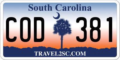 SC license plate COD381