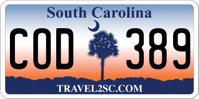 SC license plate COD389
