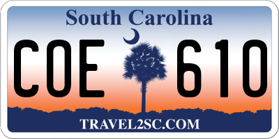 SC license plate COE610