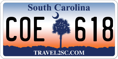 SC license plate COE618