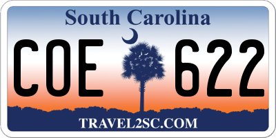 SC license plate COE622