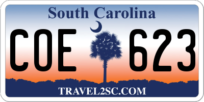 SC license plate COE623