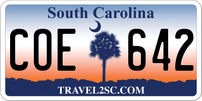 SC license plate COE642