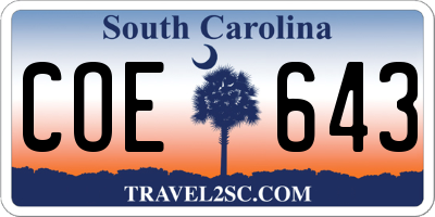 SC license plate COE643