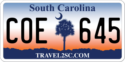 SC license plate COE645