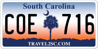 SC license plate COE716