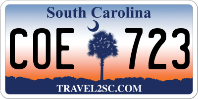 SC license plate COE723