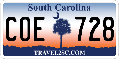 SC license plate COE728