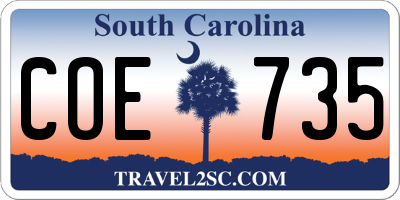 SC license plate COE735