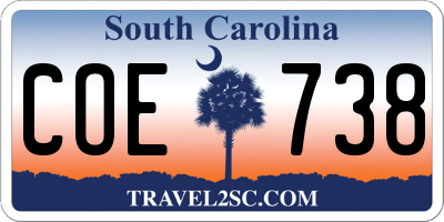 SC license plate COE738