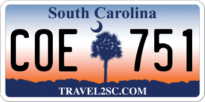 SC license plate COE751