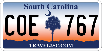 SC license plate COE767
