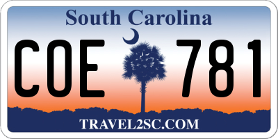 SC license plate COE781