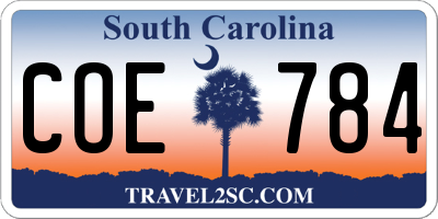 SC license plate COE784