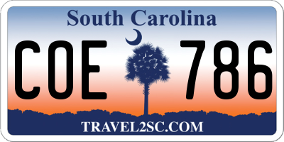 SC license plate COE786