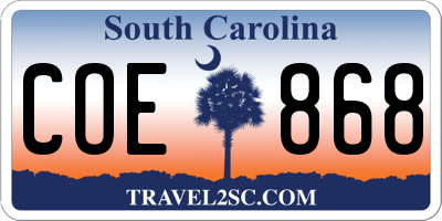 SC license plate COE868