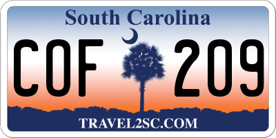 SC license plate COF209