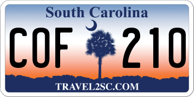 SC license plate COF210
