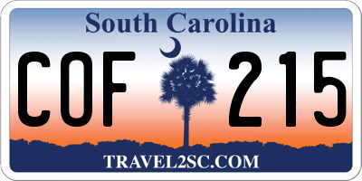 SC license plate COF215