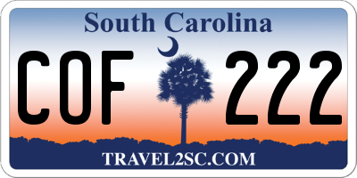 SC license plate COF222