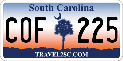 SC license plate COF225