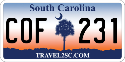 SC license plate COF231
