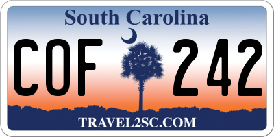 SC license plate COF242