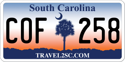 SC license plate COF258