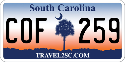 SC license plate COF259