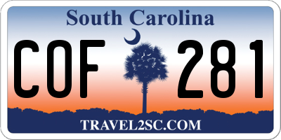 SC license plate COF281