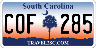 SC license plate COF285
