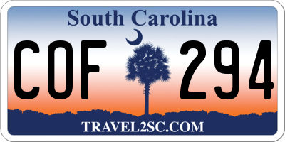 SC license plate COF294