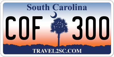 SC license plate COF300