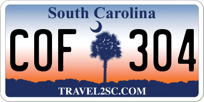 SC license plate COF304