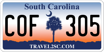 SC license plate COF305