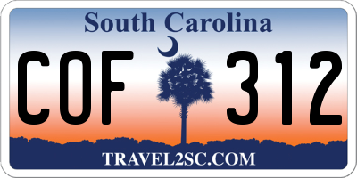 SC license plate COF312