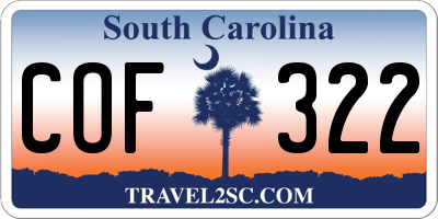 SC license plate COF322
