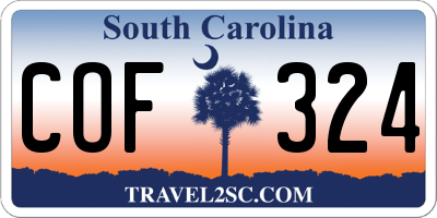 SC license plate COF324