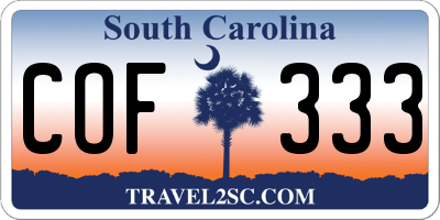 SC license plate COF333