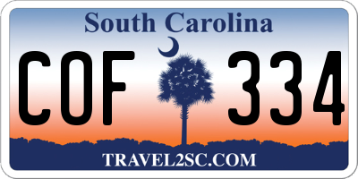 SC license plate COF334